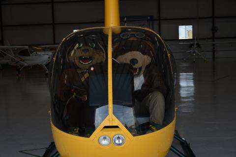 Mascots in Helicopter